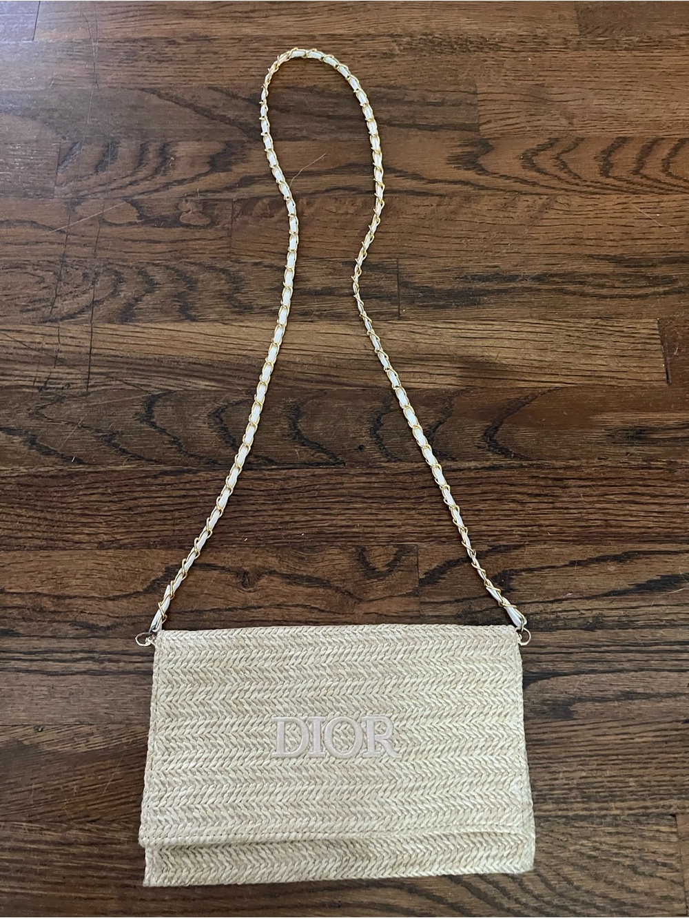 Dior Cream Woven Chain Crossbody Bag